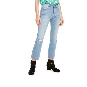 Straight Ankle Distressed Mid-Rise Jeans